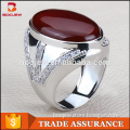 China suppliers supply natural gemstone red agate 925 sterling silver big stone ring jewelry